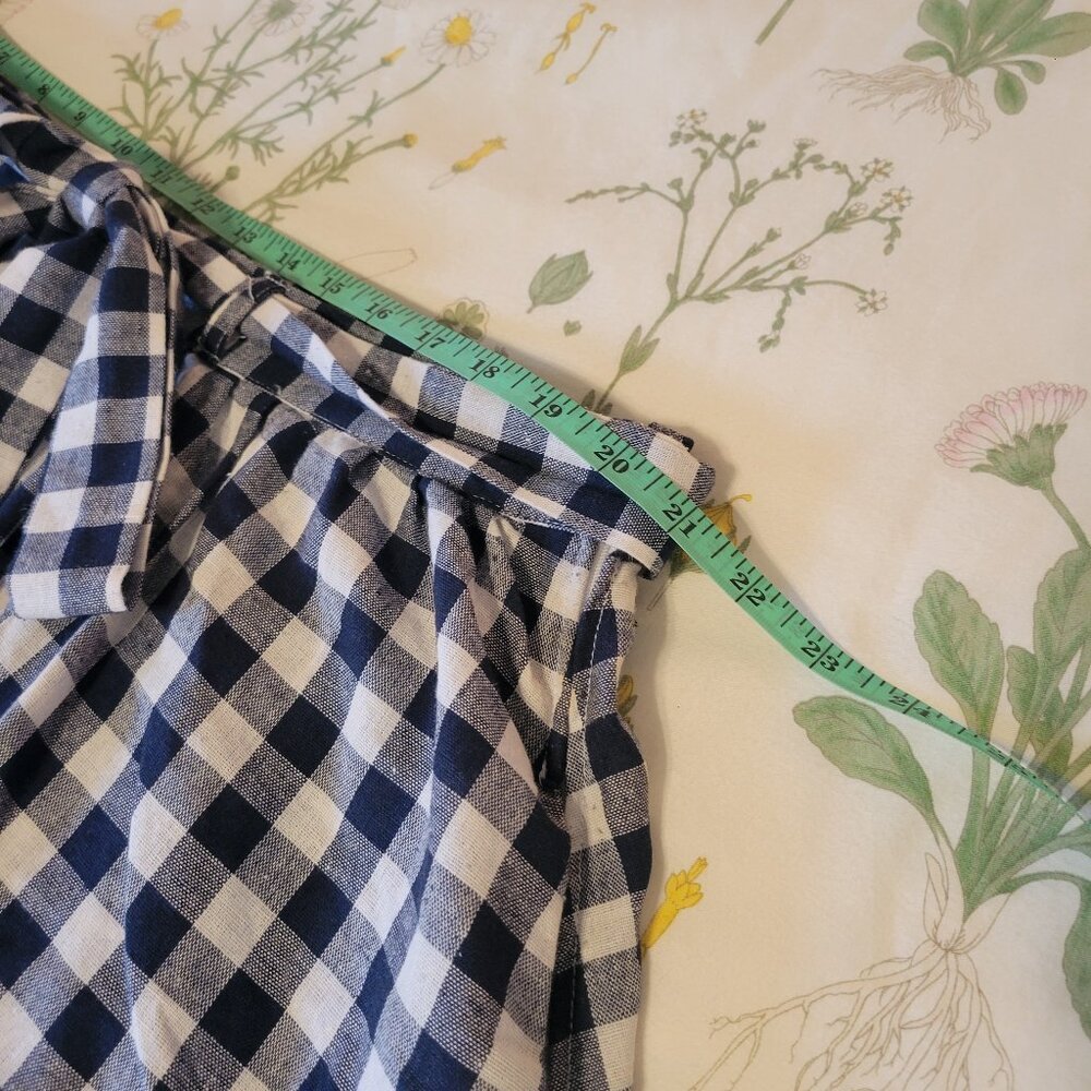 ModCloth Blue White Gingham Skirt 2X A-Line Belt Tie Pockets - Picture 8 of 11